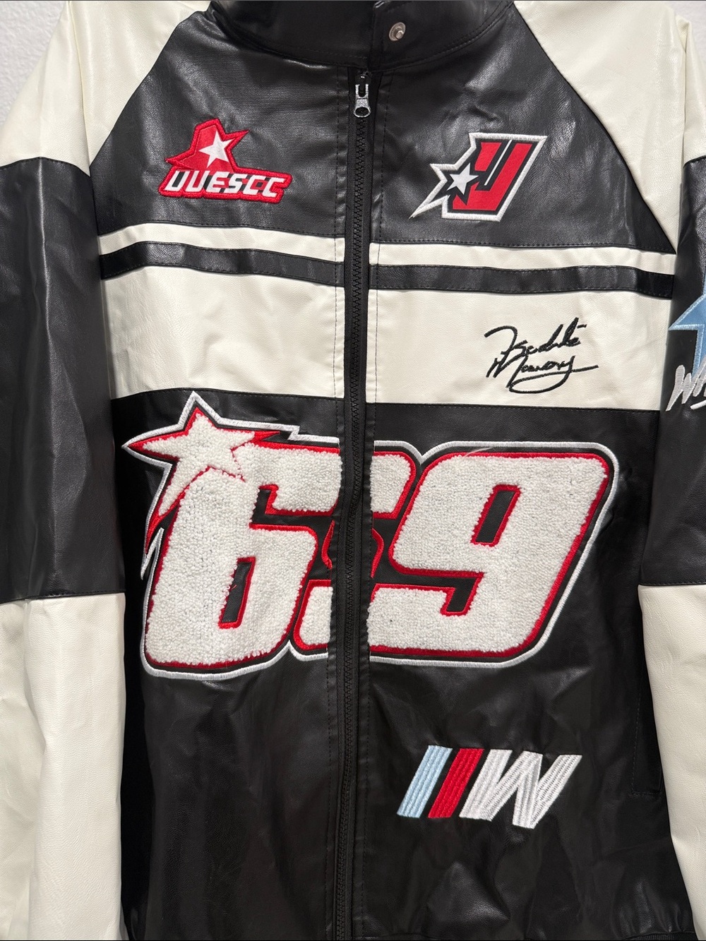 Fashion Nova Racing Patch Bomber Jacket - Picture 4 of 6